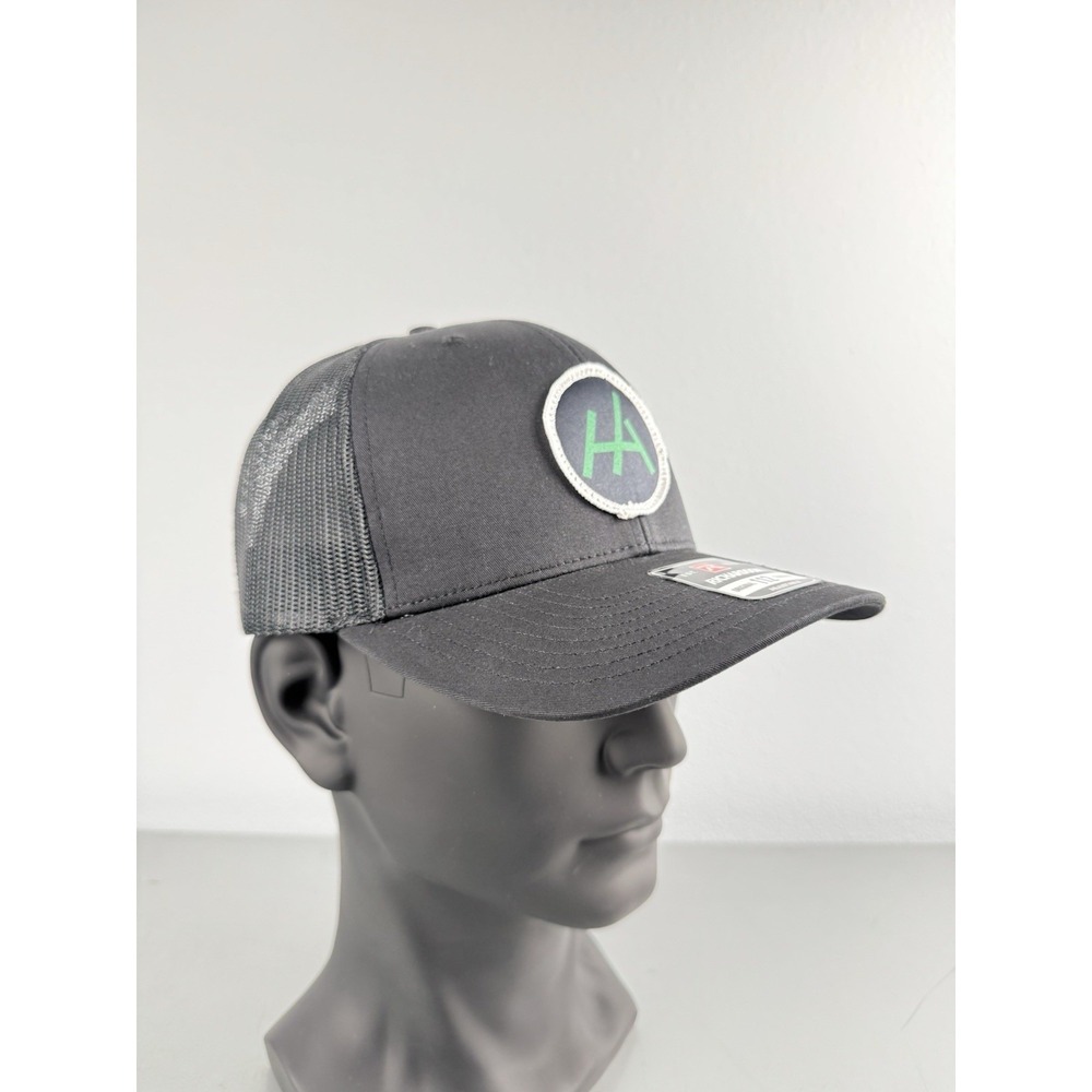 Richardson 112‎ Trucker Hat Black Adjustable HA Embroidered Halo SnapBack Cap